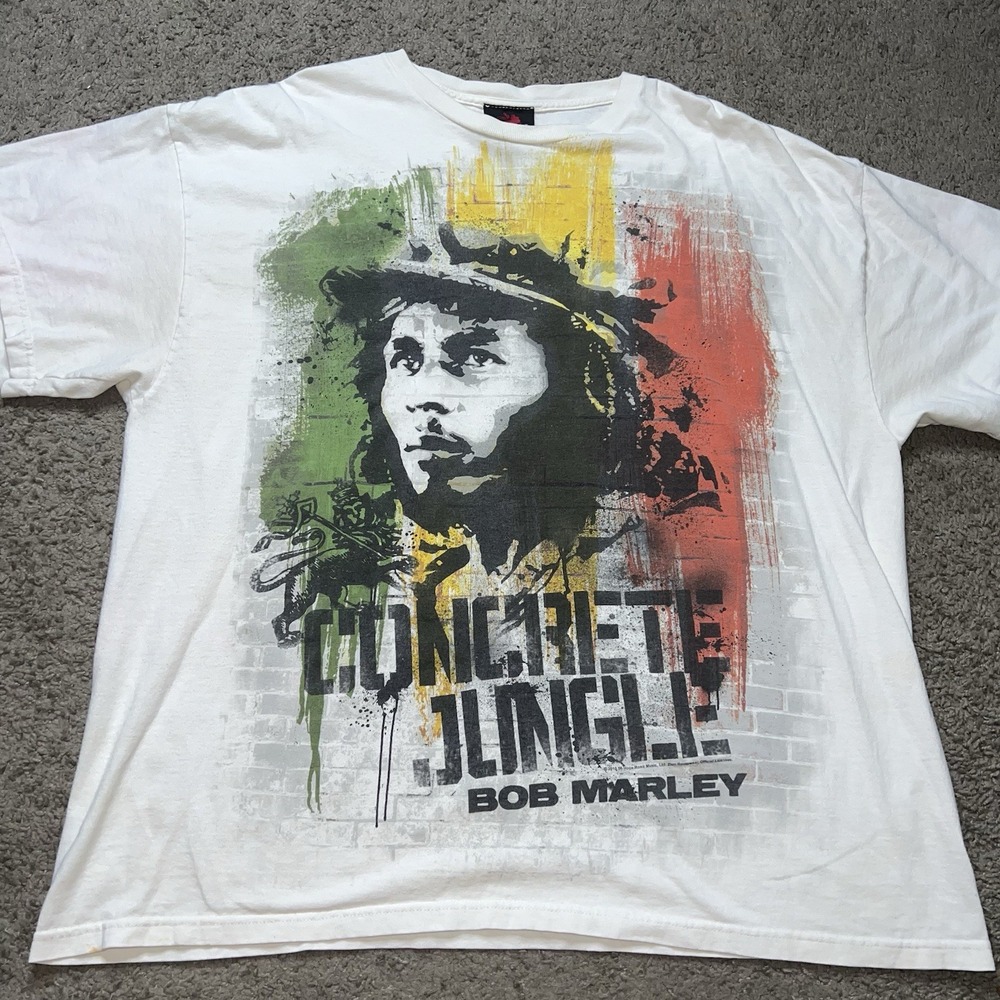 Bob Marley T-Shirt Mens 2XL White Zion Concrete Jungle 2010 Music Regge Tee - Picture 2 of 8